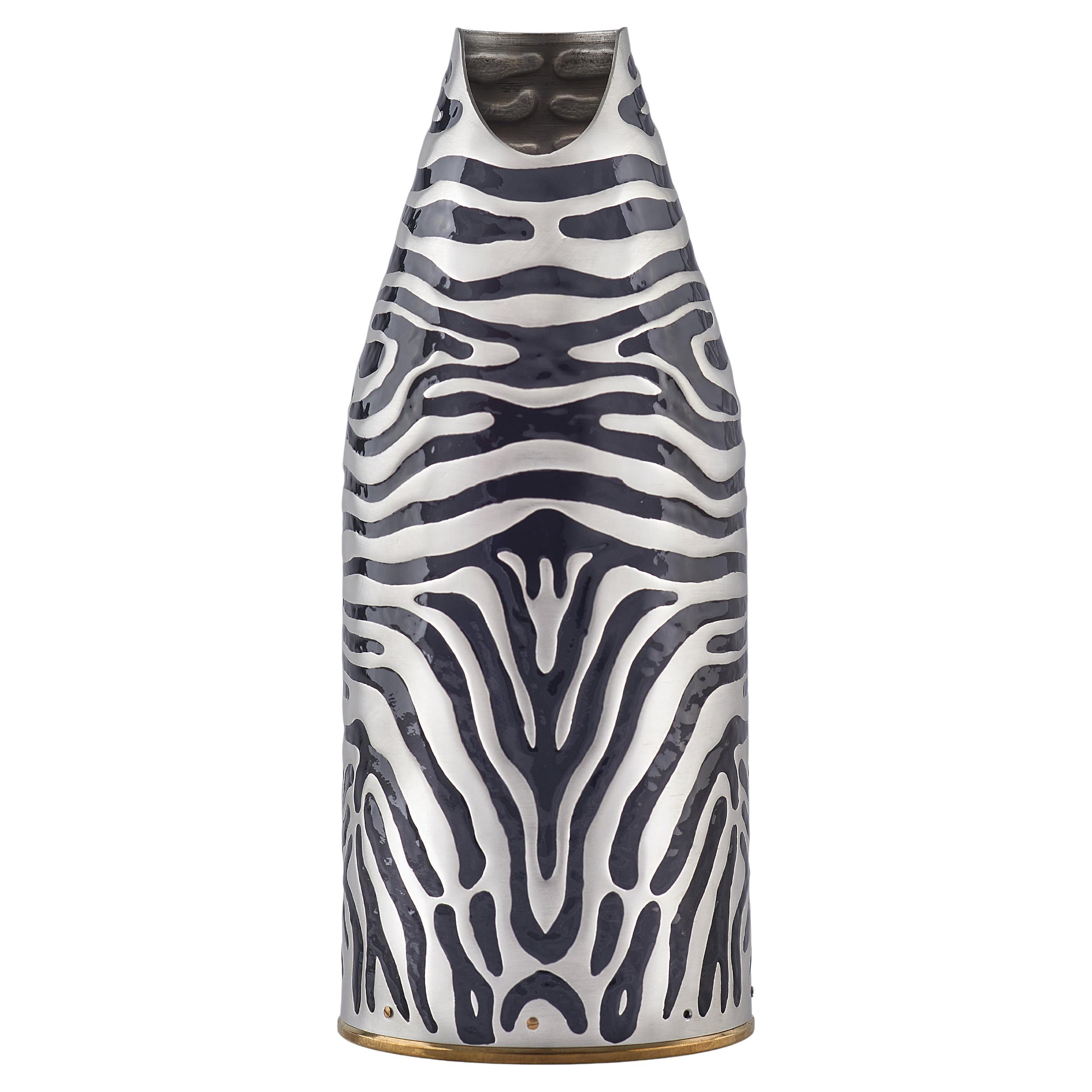 Champagne Bottle Cover, High End Gift, Solid Silver, Zebra, Hand Made in Italy For Sale