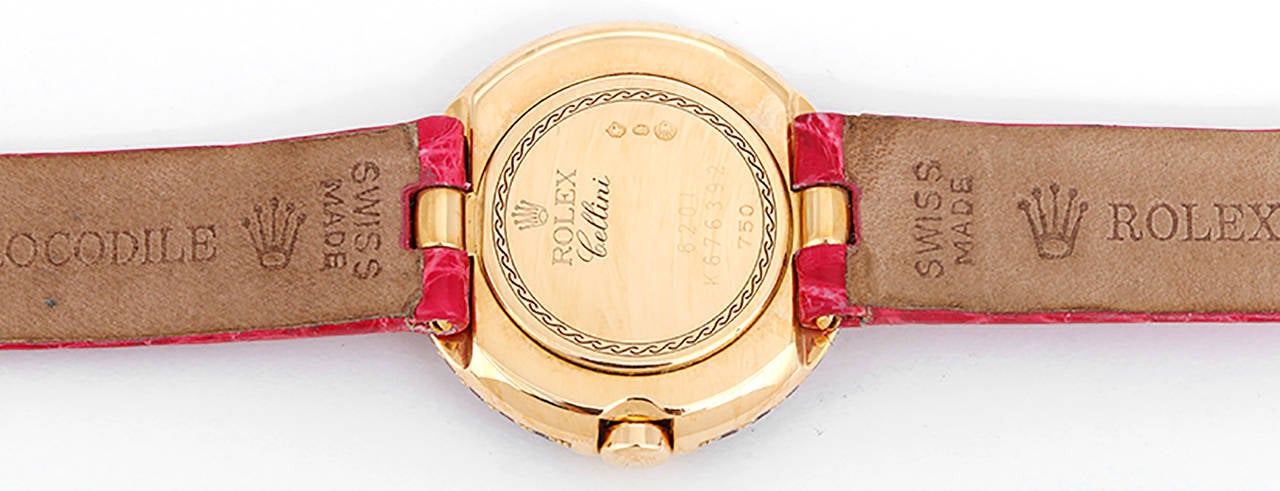 Rolex Ladies Gold and Pink Sapphire Cellini Orchid Wristwatch Model 6201/9