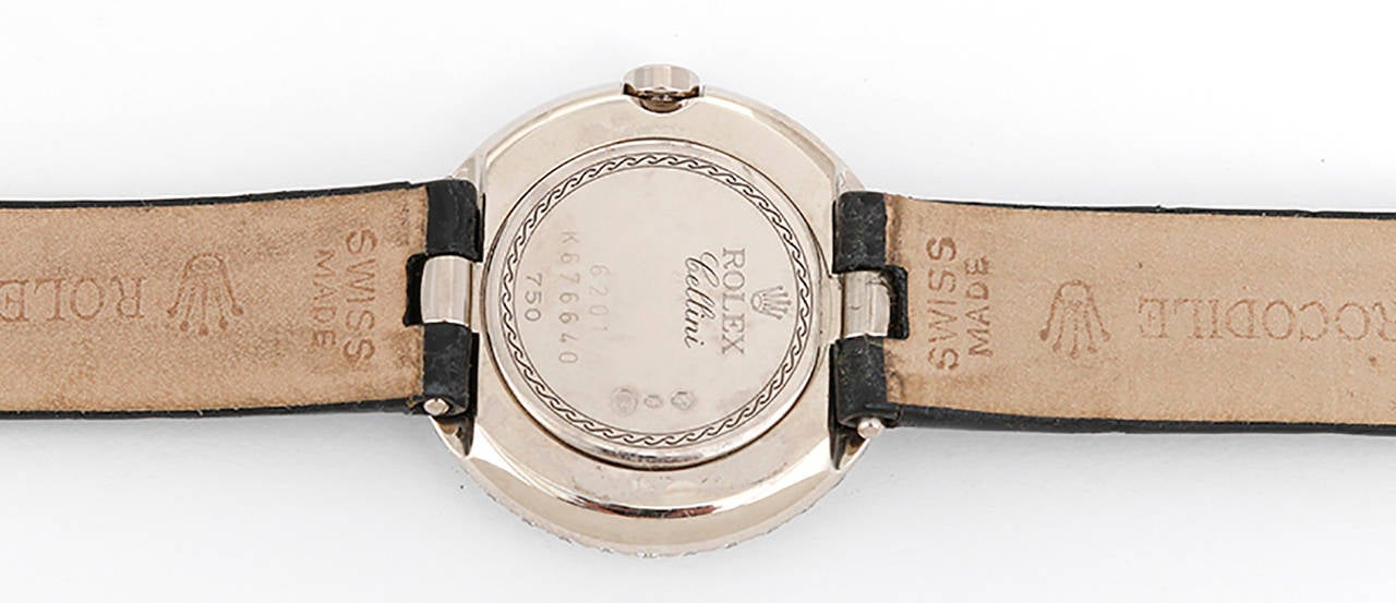 Rolex Lady's White Gold and Diamond Cellini Orchid Wristwatch Ref 6201/9