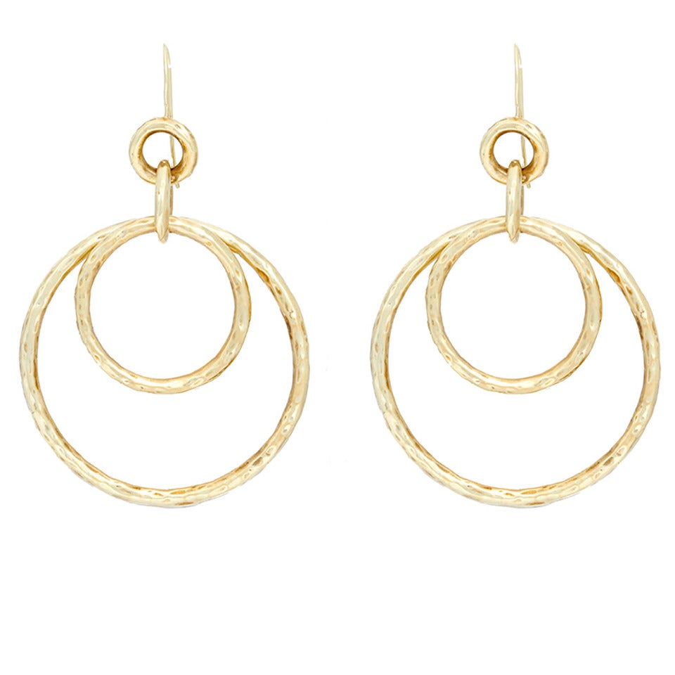 Ippolita Thick Hammered Round Hoop Earrings in Sterling Silver