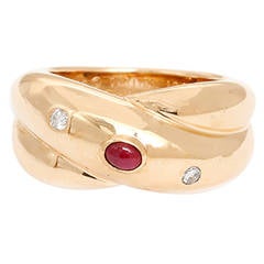 Cartier Colisee Ruby Diamond Gold Ring