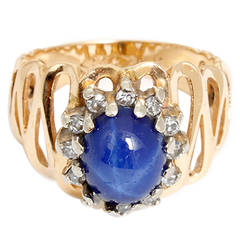 Amazing Star Sapphire Diamond Gold Ring 2