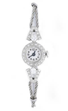Vintage Lady's White Gold and Diamond Bracelet Watch