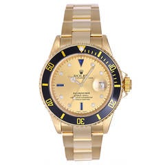 Rolex Yellow Gold Submariner Wristwatch Ref 16618 with Serti Diamond Dial 2