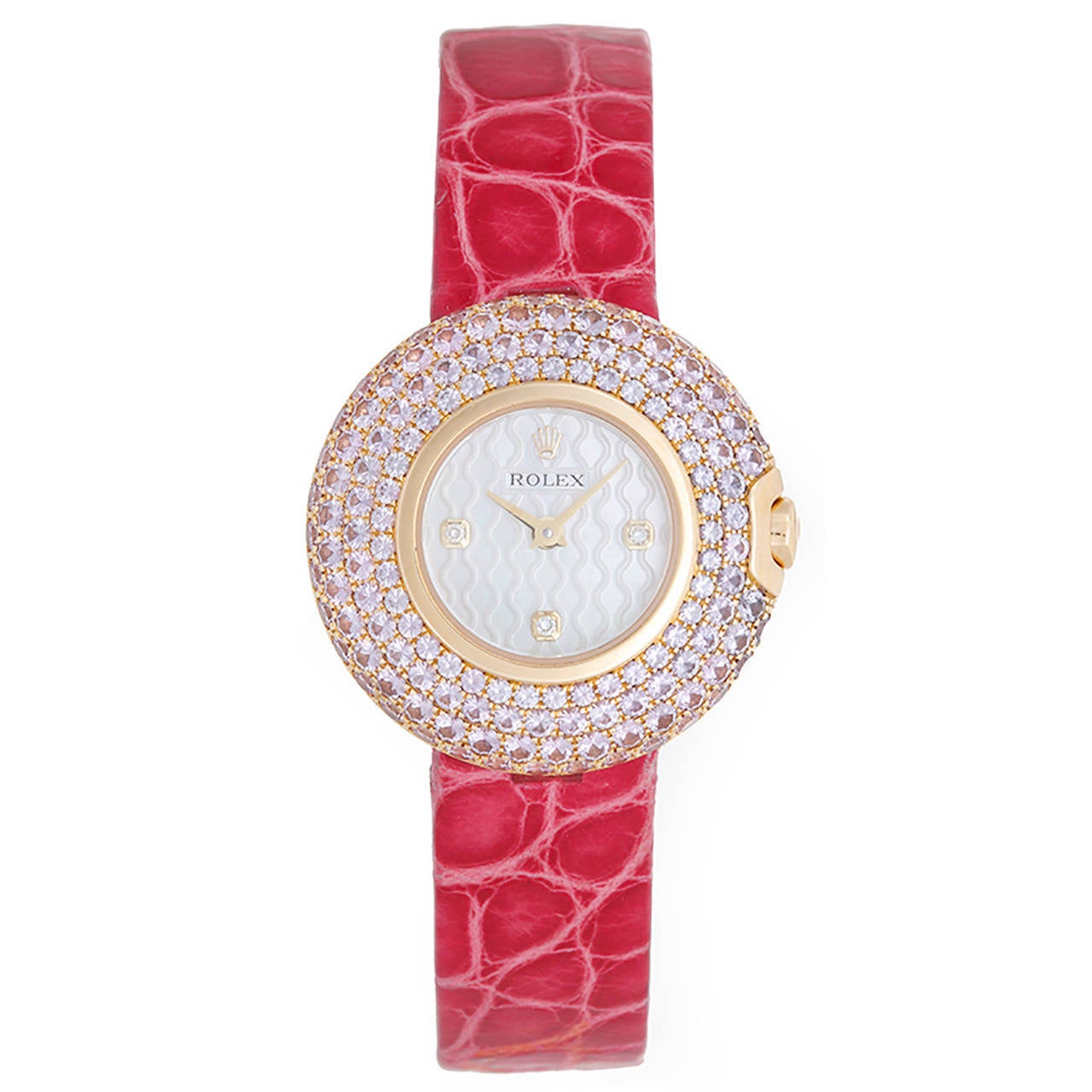 Rolex Ladies Gold and Pink Sapphire Cellini Orchid Wristwatch Model 6201/9