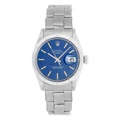Rolex Stainless Steel Date Wristwatch with Blue Dial Ref 1501