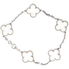 Van Cleef & Arpels Mother-of-Pearl Gold Five Motif Vintage Alhambra Bracelet