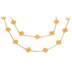 Vintage Van Cleef & Arpels 20 Motif Gold Alhambra Necklace