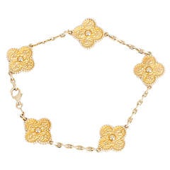 Van Cleef and Arpels 5 Motif Gold Alhambra Bracelet