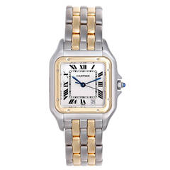 Cartier Steel and Gold Large Quartz Panthere Wristwatch with Date Ref W25028B6