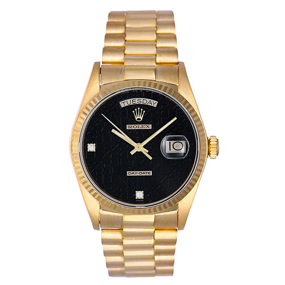 Rolex Gold Day-Date Black Jubilee Dial President Wristwatch Ref 18038 ...