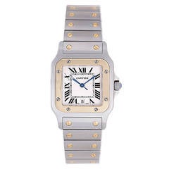 Cartier Steel and Gold Santos Galbee Quartz Wristwatch Ref W20011C4