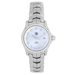 Tag Heuer Stainless Steel Lady's Mother of Pearl Diamond Dial Wristwatch WJF1319