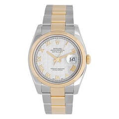 Rolex Steel and Gold Two-Tone Ivory Pyramid Dial Datejust Wristwatch Ref 116203 6
