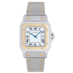 Cartier Steel and Gold Santos Two-Tone Automatic Wristwatch with Date