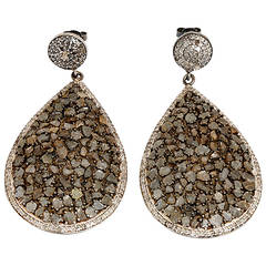 Amazing Boho Sliced Diamond and Silver Teardrop Earrings