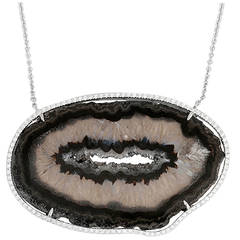 Amazing Agate Diamond White Gold Pendant Necklace