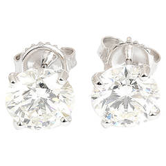 GIA Certified 4.41 Carats Diamond Gold Stud Earrings