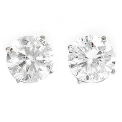Stunning 4.13 Carat Diamond Gold Stud Earrings