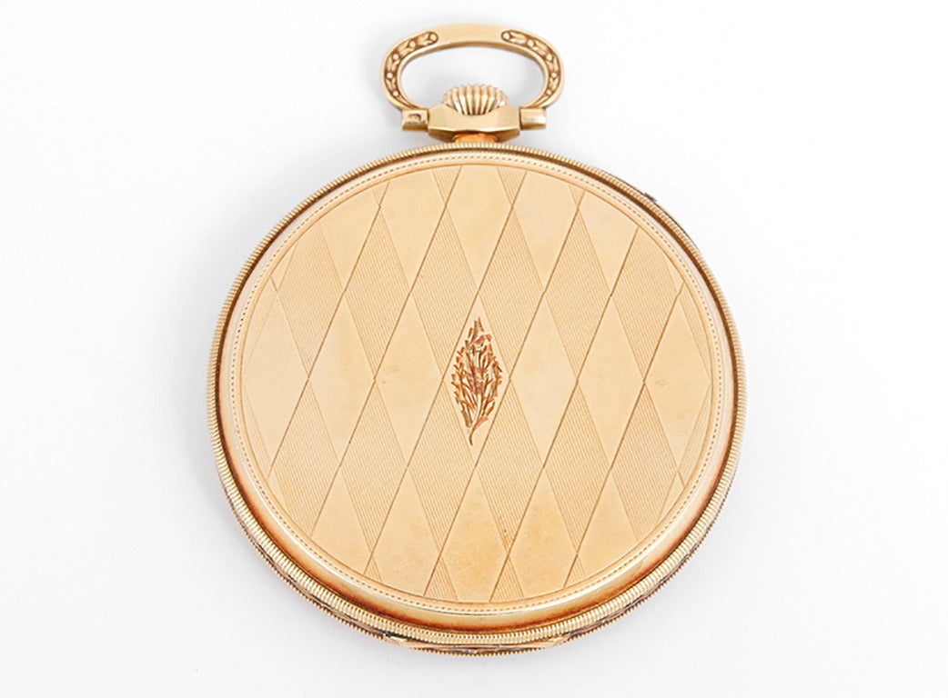 IWC Yellow Gold Open Face Manual Wind Pocket Watch In Good Condition In Dallas, TX