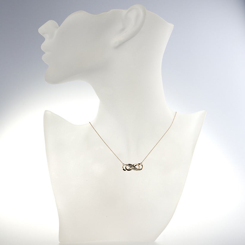 Women's Beautiful White and Brown Diamond Gold Infinity Necklace