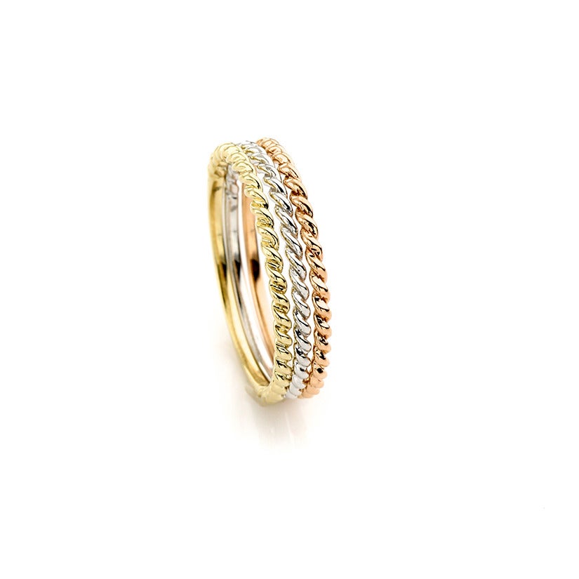 Amazing Tricolor Gold Stacking Rings at 1stdibs