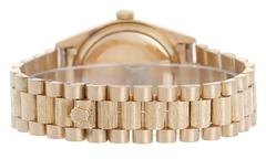 Rolex Yellow Gold Bark Finish President Day-Date Automatic Wristwatch 18078