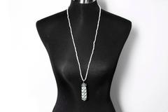 Amazing Pearl Emerald Diamond Silver Tassel Necklace