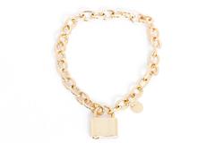 Tiffany & Co. Gold 1837 Padlock Charm Chain Link Bracelet