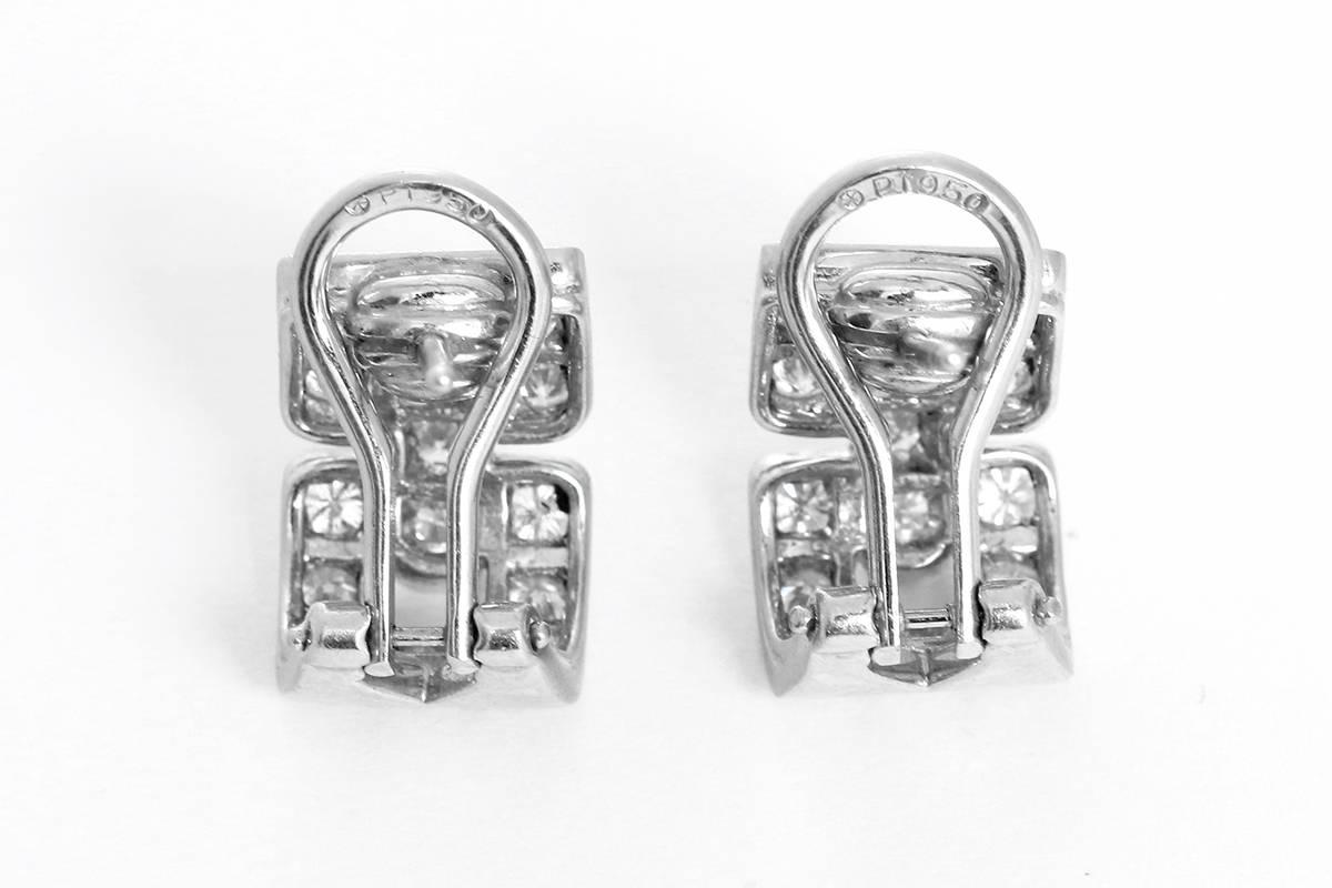 Tiffany & Co. Diamond Platinum Earrings In Excellent Condition In Dallas, TX