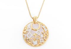 David Yurman Diamond Gold Quatrefoil Large Pendant Necklace