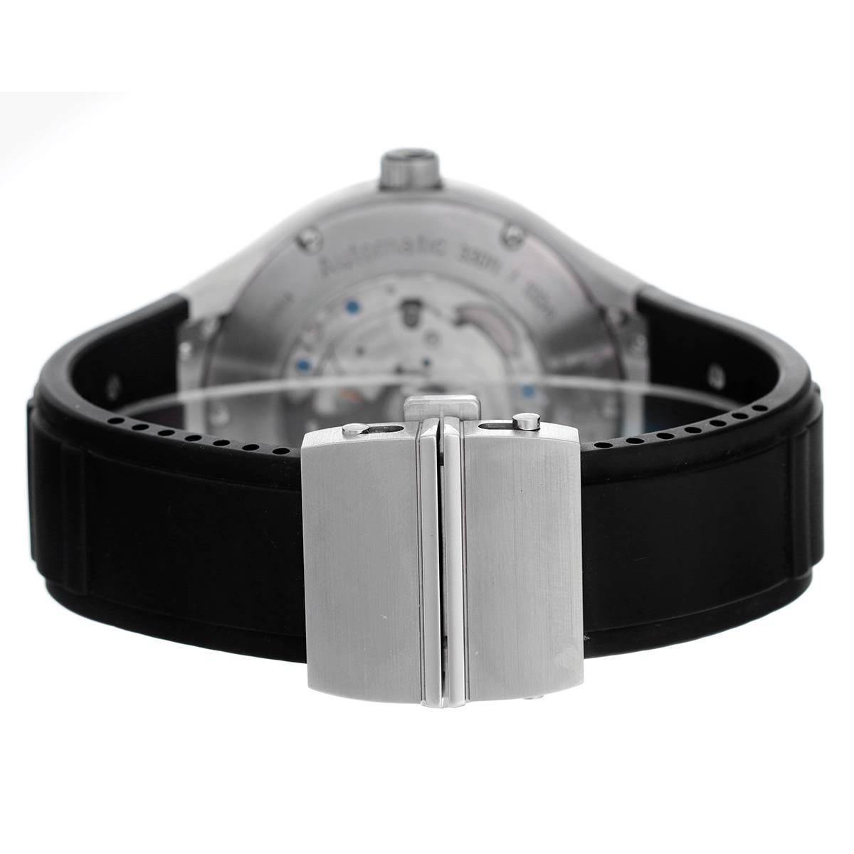Quartz. Stainless steel and Titanium case (45mm diameter) . Exposition case back. Black dial with date at 6 o'clock. Rubber strap with Piaget deployant clasp. Pre-owned with Piaget box. Retail Price: $12,900.00
