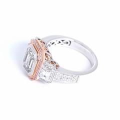 Simon G Mosaic Colored Diamond Pink and White Gold Ring Sz. 6-1/2