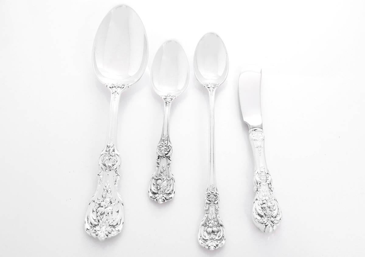 Francis I by Reed & Barton Silver Flatware Set, 24 Place Setting sterling silver flatware set of 24 place setting; 12 place setting for lunch and dinner.  Includes storage chest.