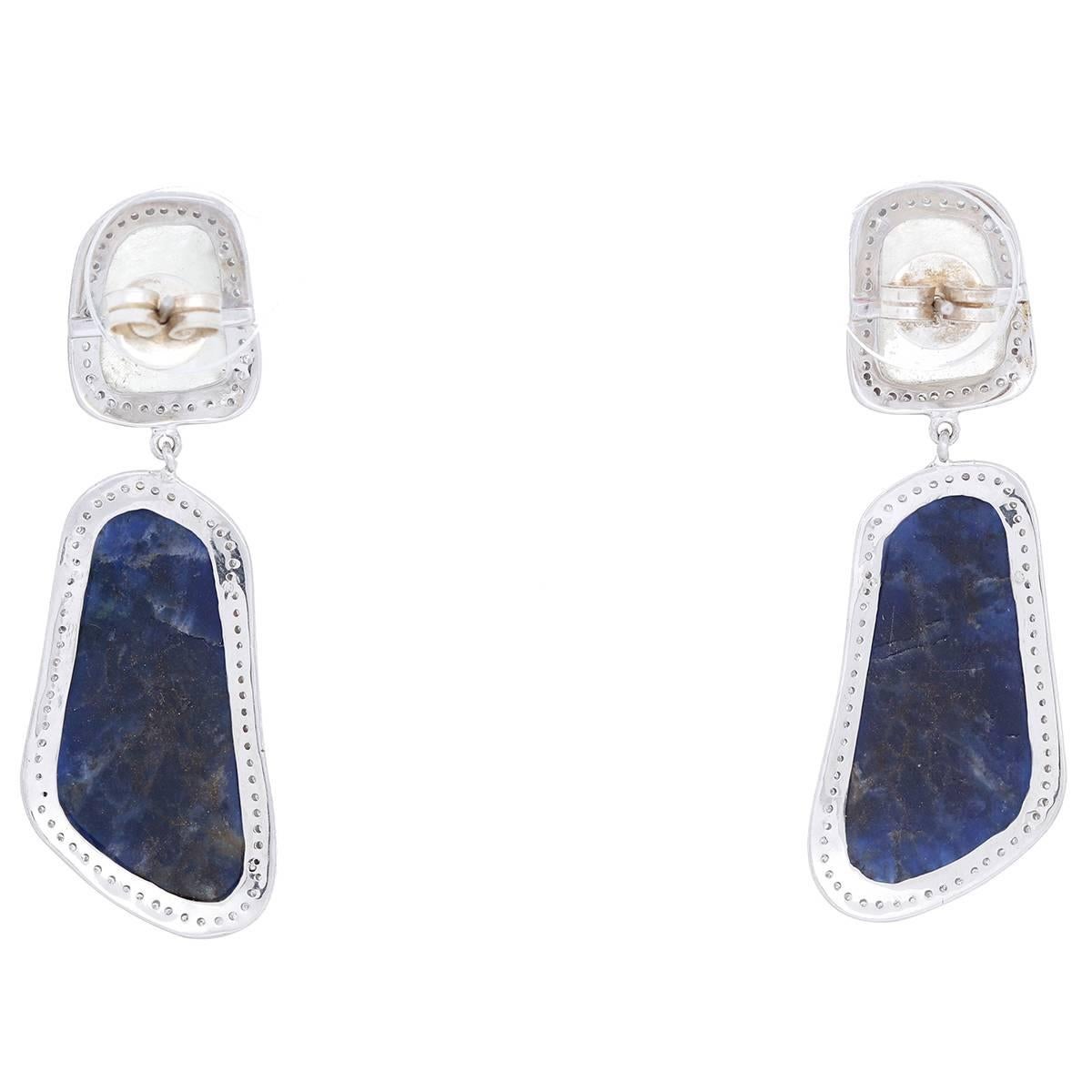 Beautiful Natural Sapphire and Diamond Earrings In New Condition In Dallas, TX