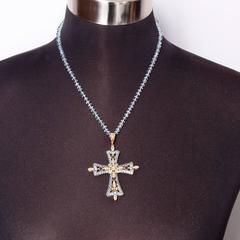 Dallas Prince Designs Blue Topaz and Blue Diamond Cross Necklace