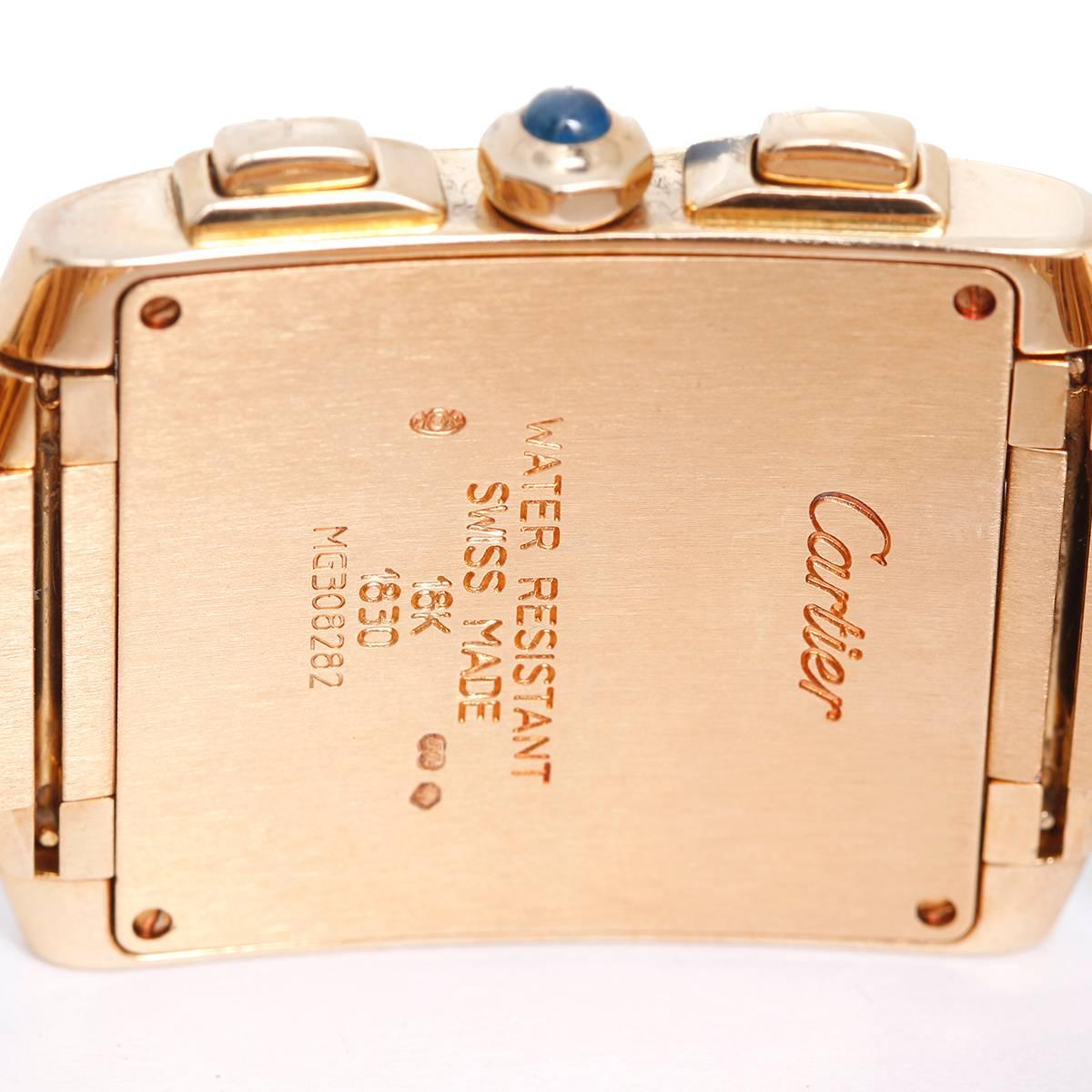 Men's Cartier Yellow Gold Tank Francaise Chronograph Quartz Wristwatch 