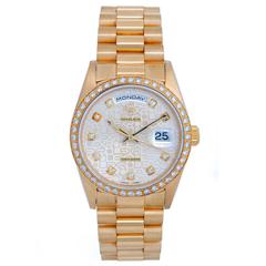 Rolex Yellow Gold Factory Diamonds President Day-Date Wristwatch Ref 18348