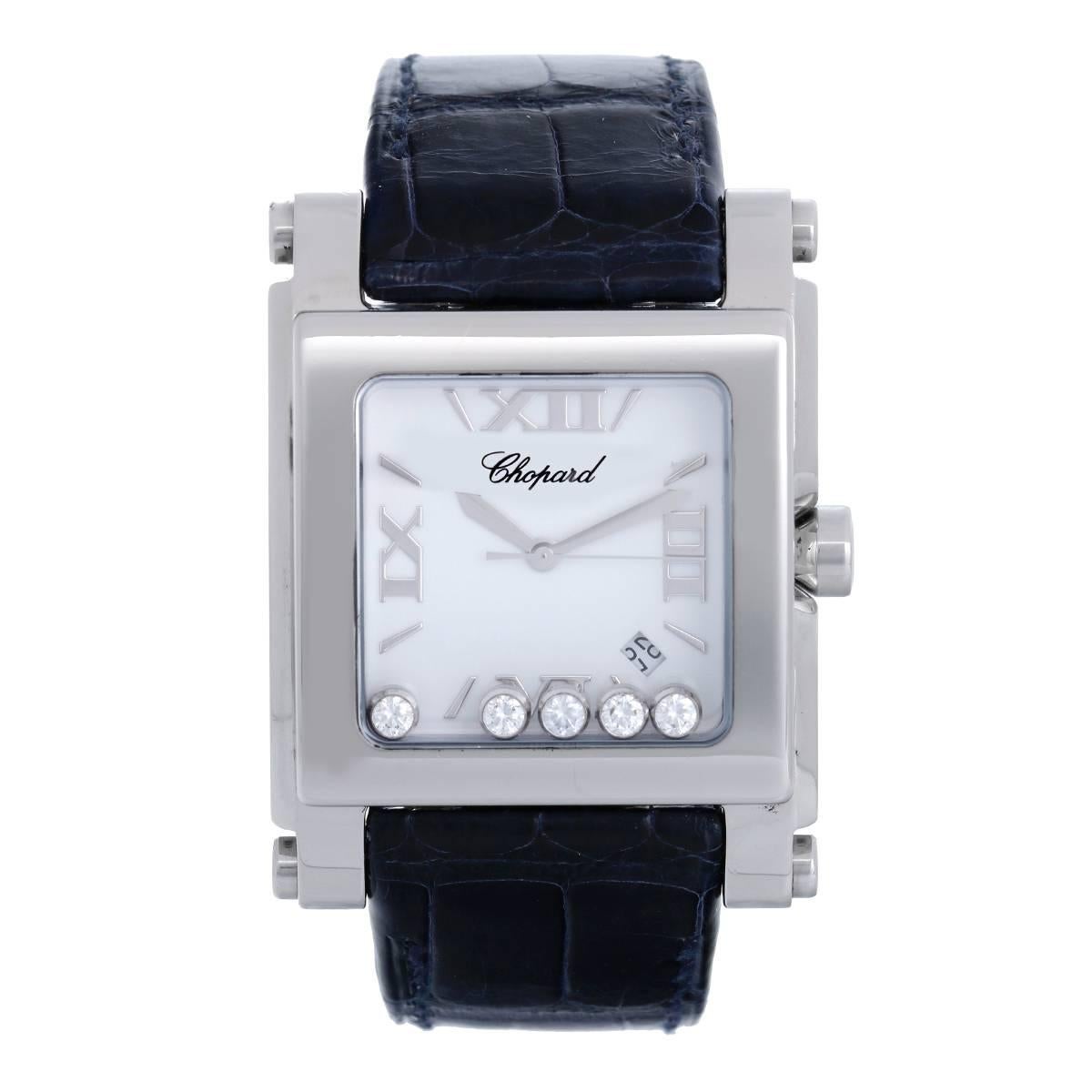 Chopard Ladies Stainless Steel Happy Sport Diamond Quartz Wristwatch Ref 28/8447
