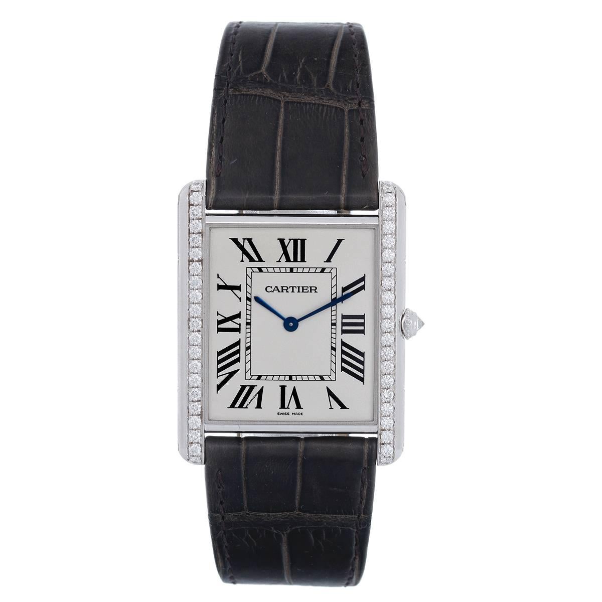 Cartier White Gold Tank Louis Manual wind Wristwatch Ref WT2000006