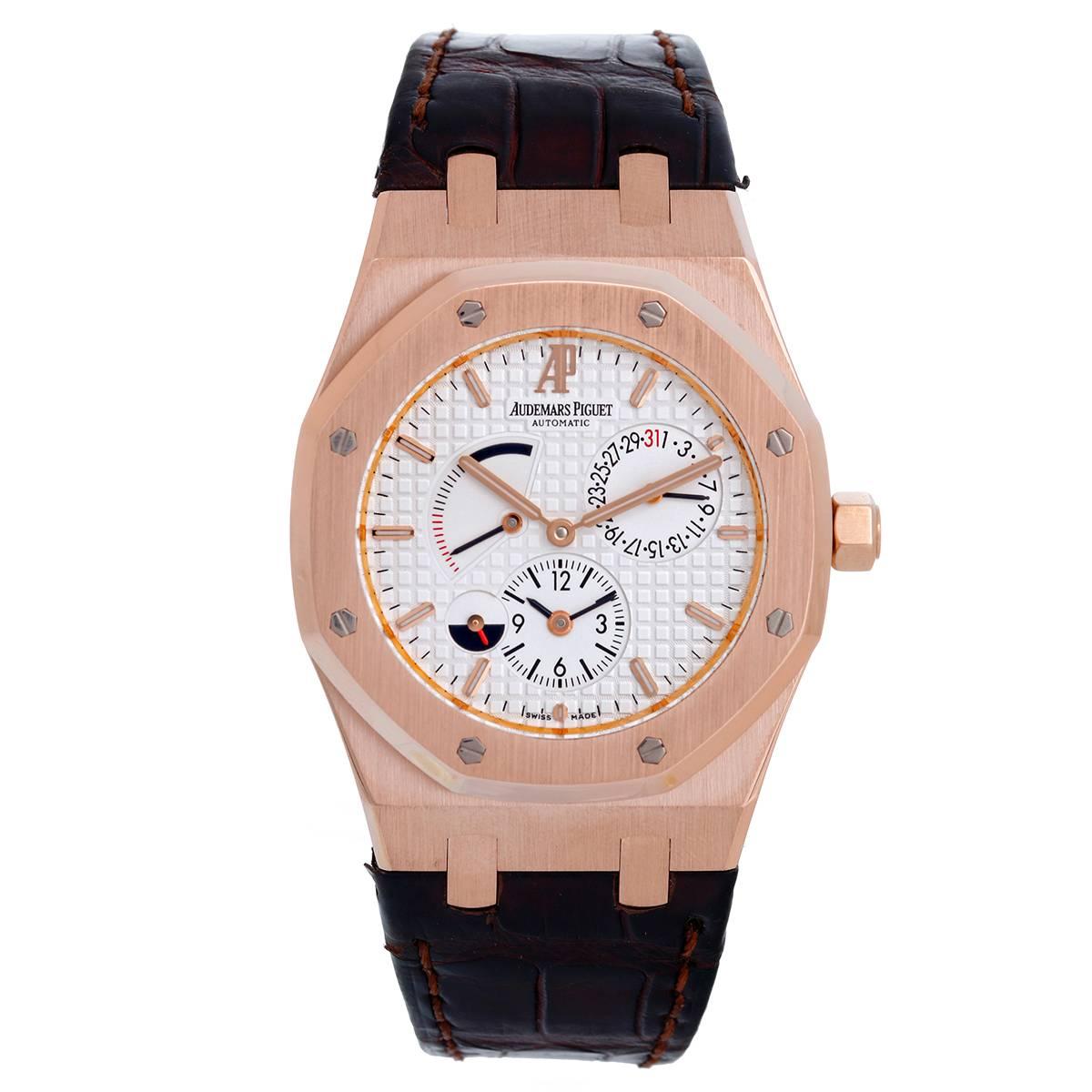 Audemars Piguet Rose Gold Royal Oak Dual Time Automatic Wristwatch