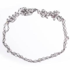 Beautiful Sliced Diamond and Oxidized Silver Long Chain Necklace