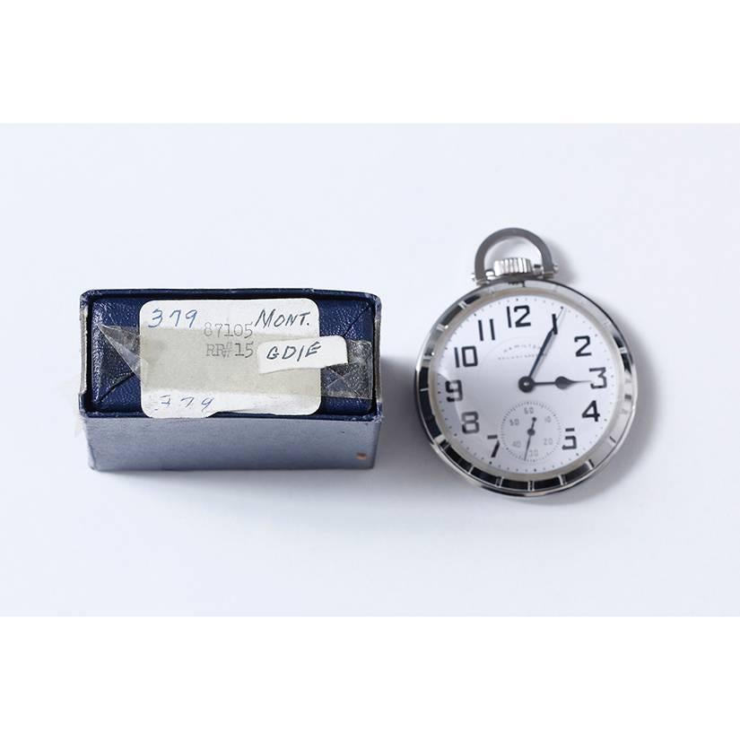 stainless steel hamilton pocket watch