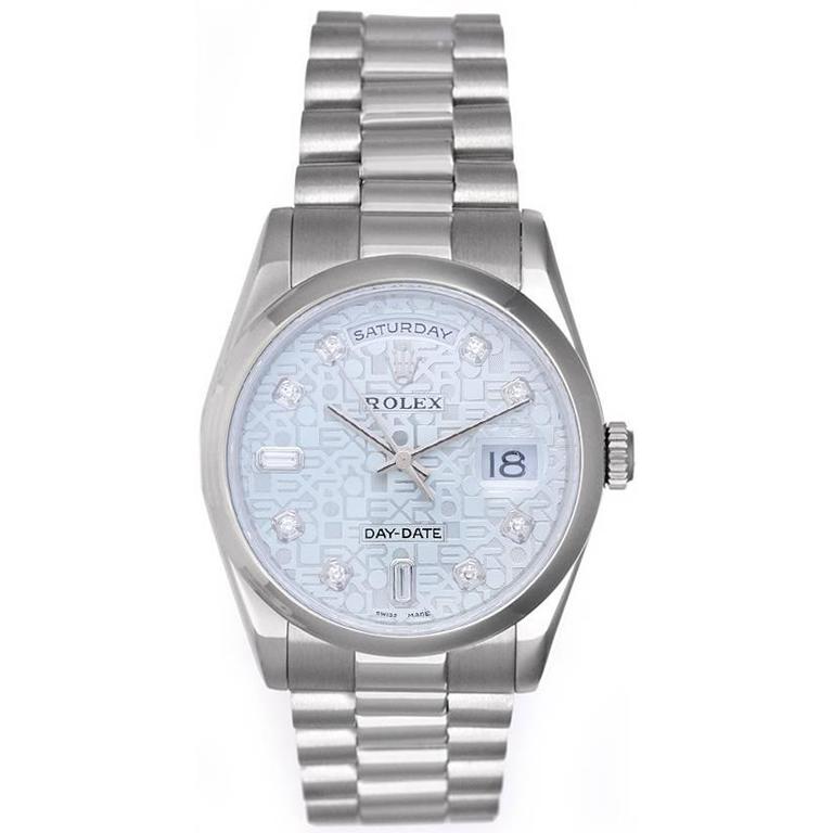 rolex day date platinum on wrist
