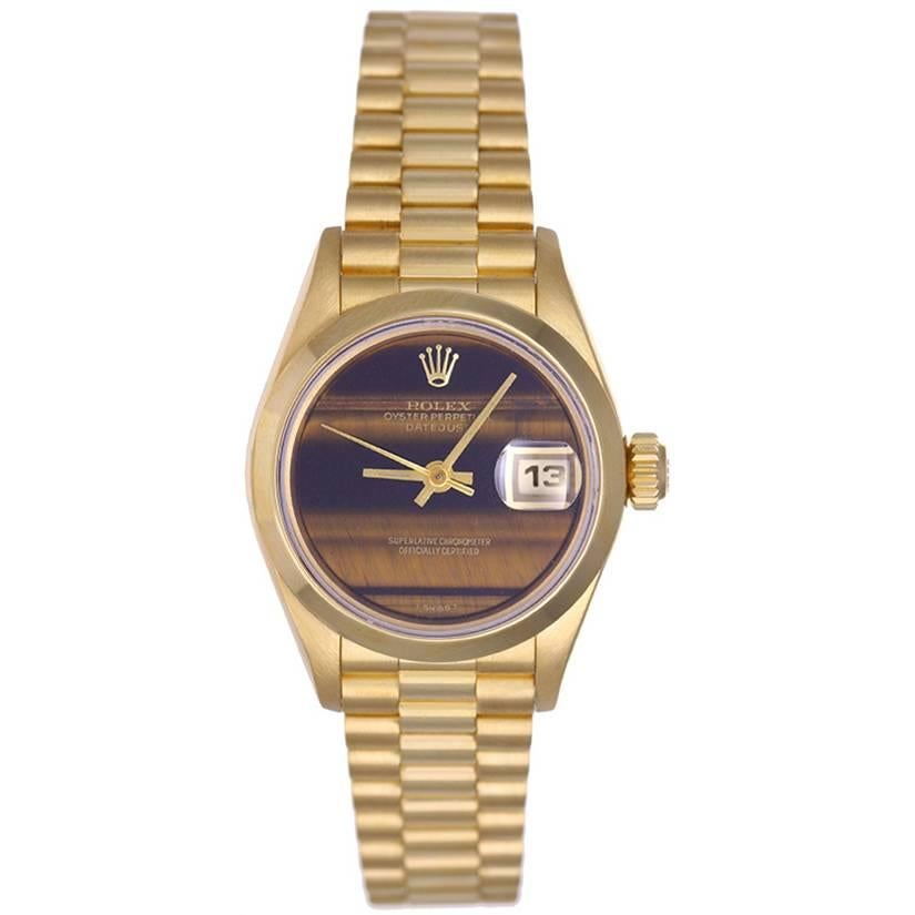 Rolex Ladies Yellow Gold Diamond President Automatic Wristwatch