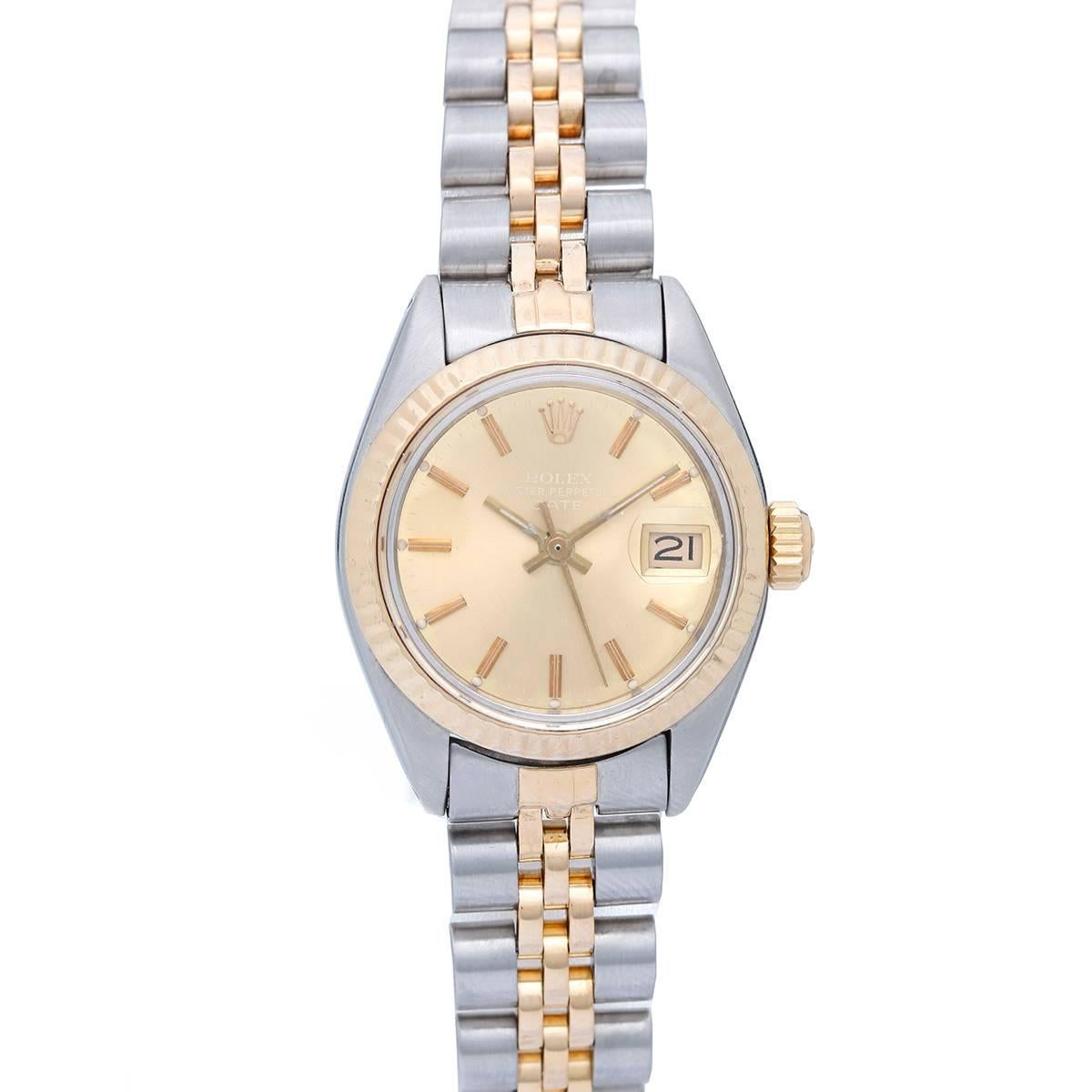 Rolex Ladies Yellow Gold Stainless Steel Date Automatic Wristwatch Ref 6917