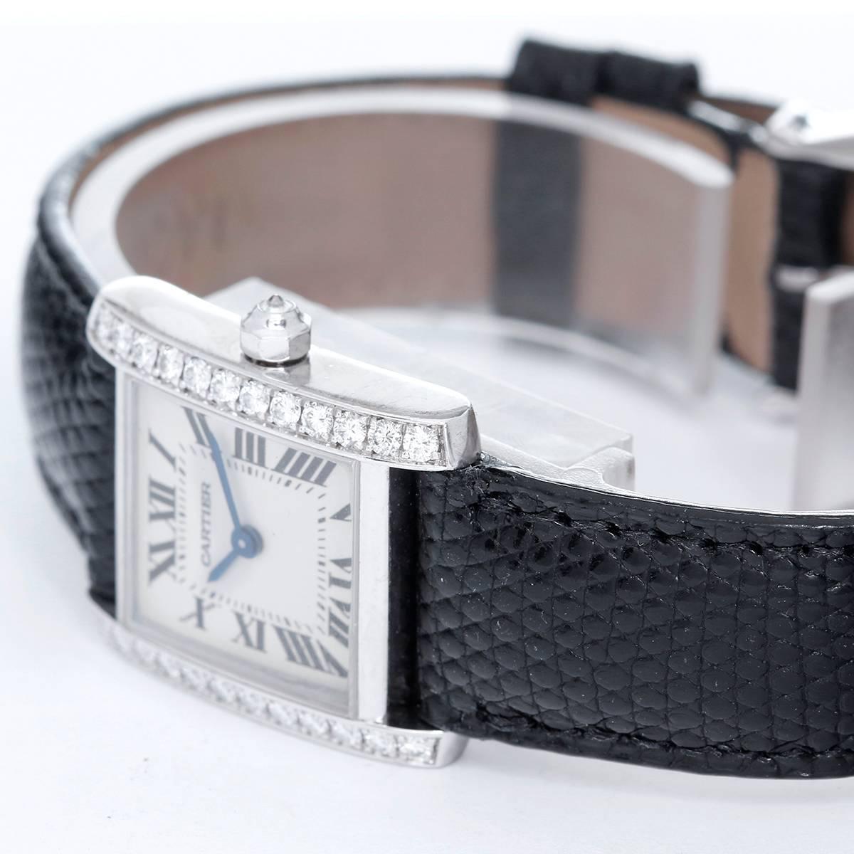 Cartier Ladies White Gold Diamonds Tank Francaise Quartz Wristwatch Ref WE1002S3 In Excellent Condition In Dallas, TX