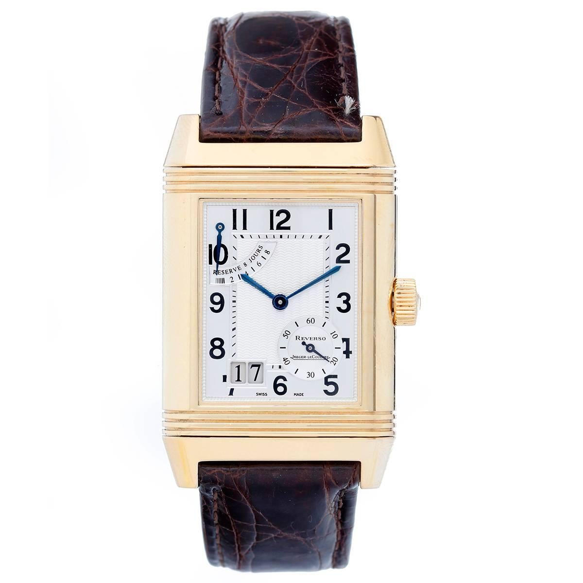 Jaeger LeCoultre Yellow Gold Reverso Quartz Wristwatch Ref 240.1.15