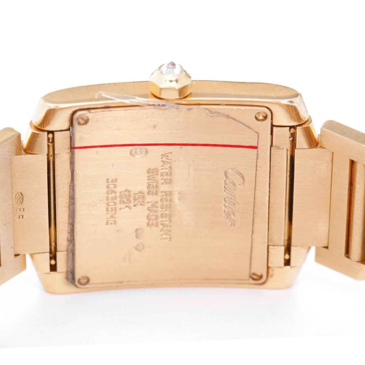 Cartier Yellow Gold Diamond Tank Francaise Midsize Quartz Wristwatch  In Excellent Condition In Dallas, TX