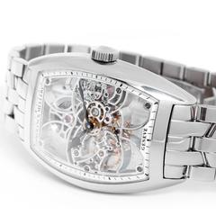 Franck Muller Stainless Steel Cintree Curvex Skeleton Dial Manual Wristwatch